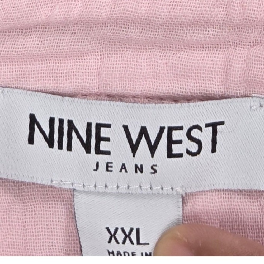 Nine West Jeans Button Down Shirt Womens XXL Pink Double Gauze Cotton LS - Picture 5 of 5